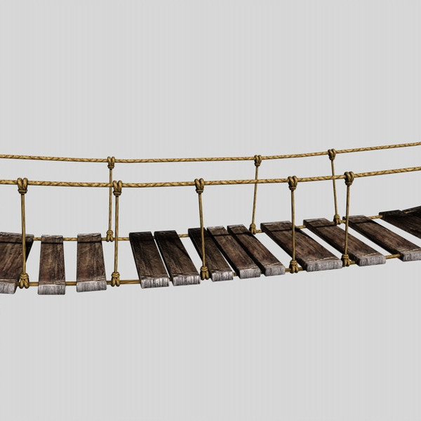 3d model rope bridge - Rope & Wood Plank Suspension Bridge... by Bondiana